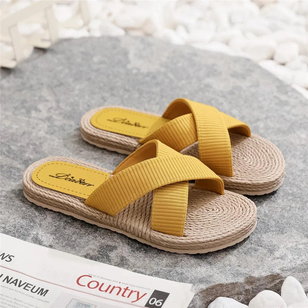CloudStride criss-cross comfort sandals yellow