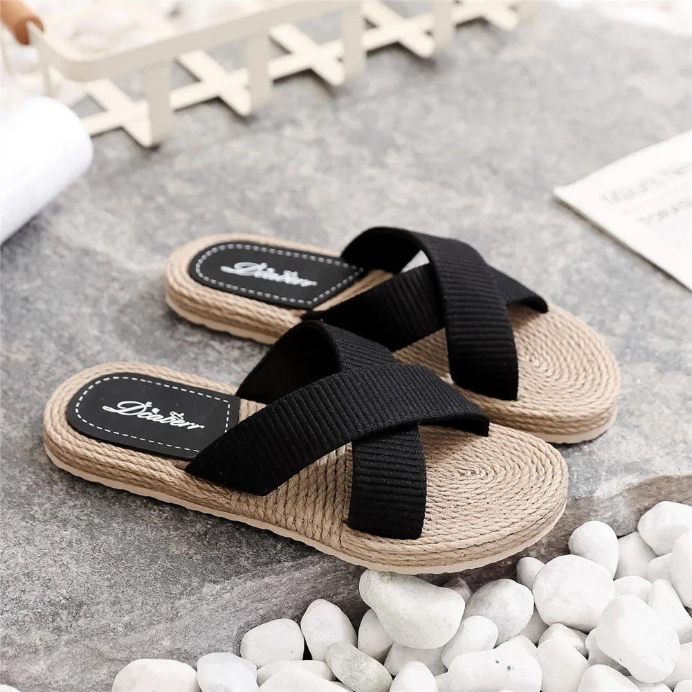 CloudStride criss-cross comfort sandals black