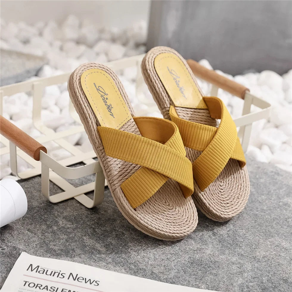 CloudStride criss-cross comfort sandals beige